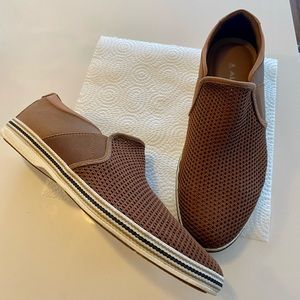 Mens Aldo Brown leather/ mesh Boat Shoe size 11